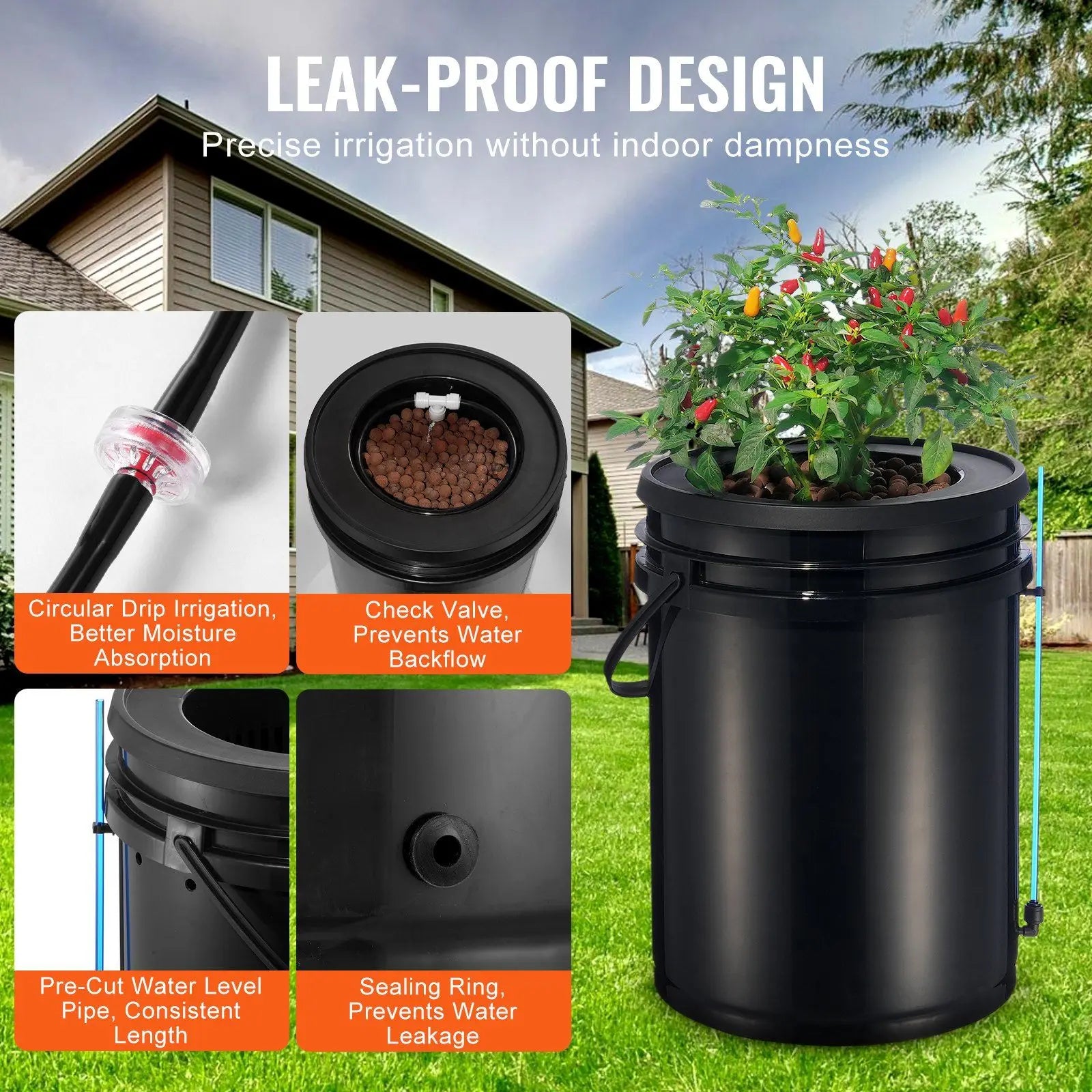 Hydroponics Grow System Deep Water Culture with Top Drip 1 Bucket 5Gal - United States - Hydroponics System