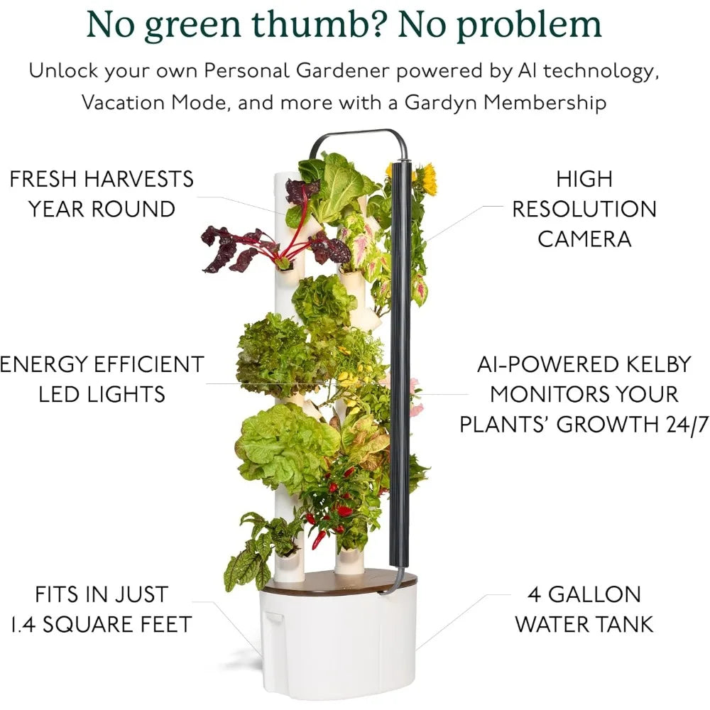 Hydroponics Growing System Kit & Vertical Indoor Smart Herb Garden – Includes 16 Non-GMO Plants for Sustainable Indoor