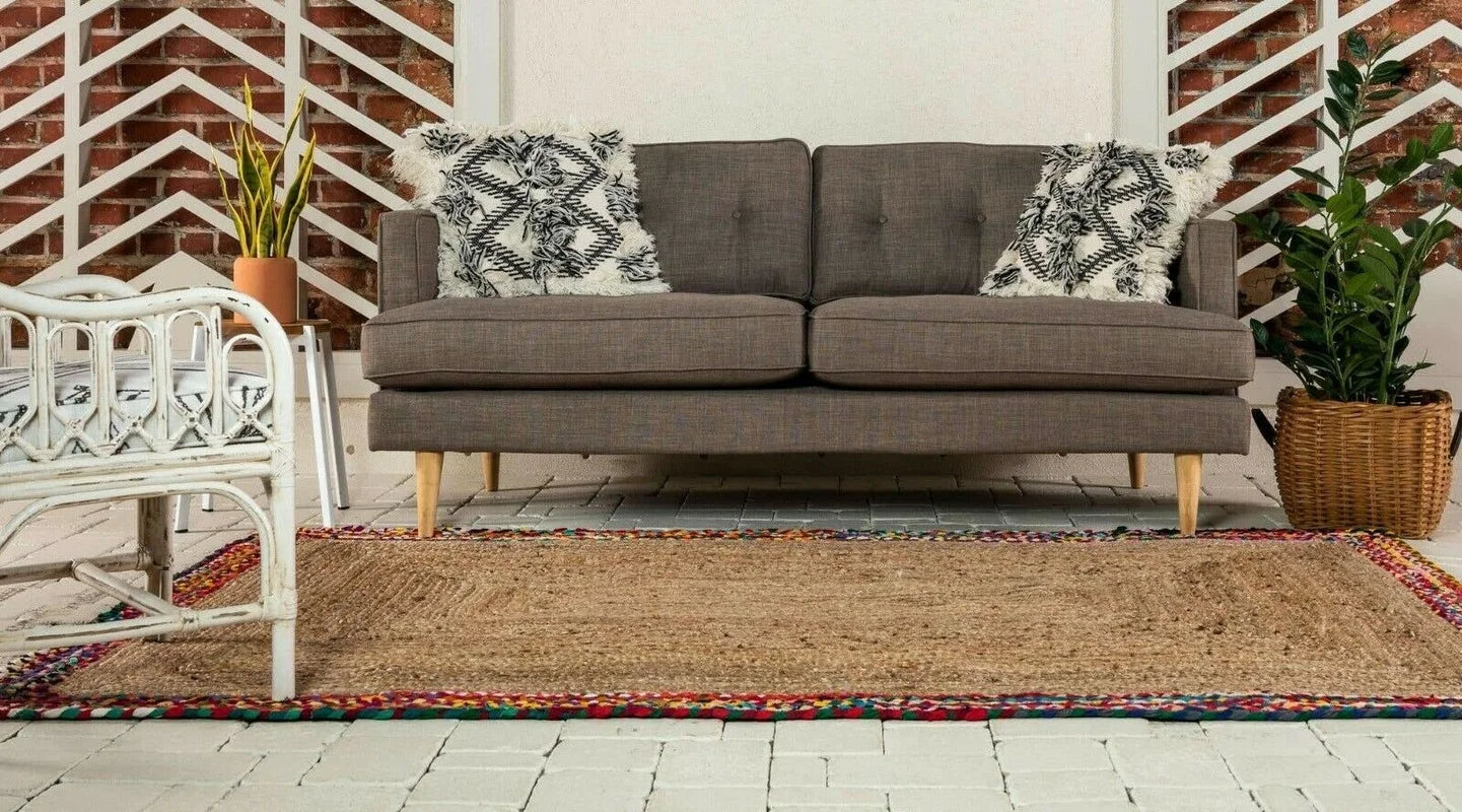 Jute Rug Cotton Handmade Reversible Rustic Appearance Area Runner Home Decoration Area Rug Carpets for Living Room