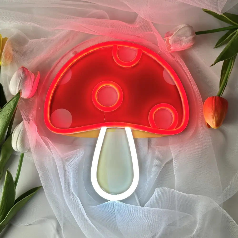 Large Mushroom Neon Sign - Vibrant UV Artistic Light with Adjustable Brightness USB Plug-In for Bedroom Bar & Party