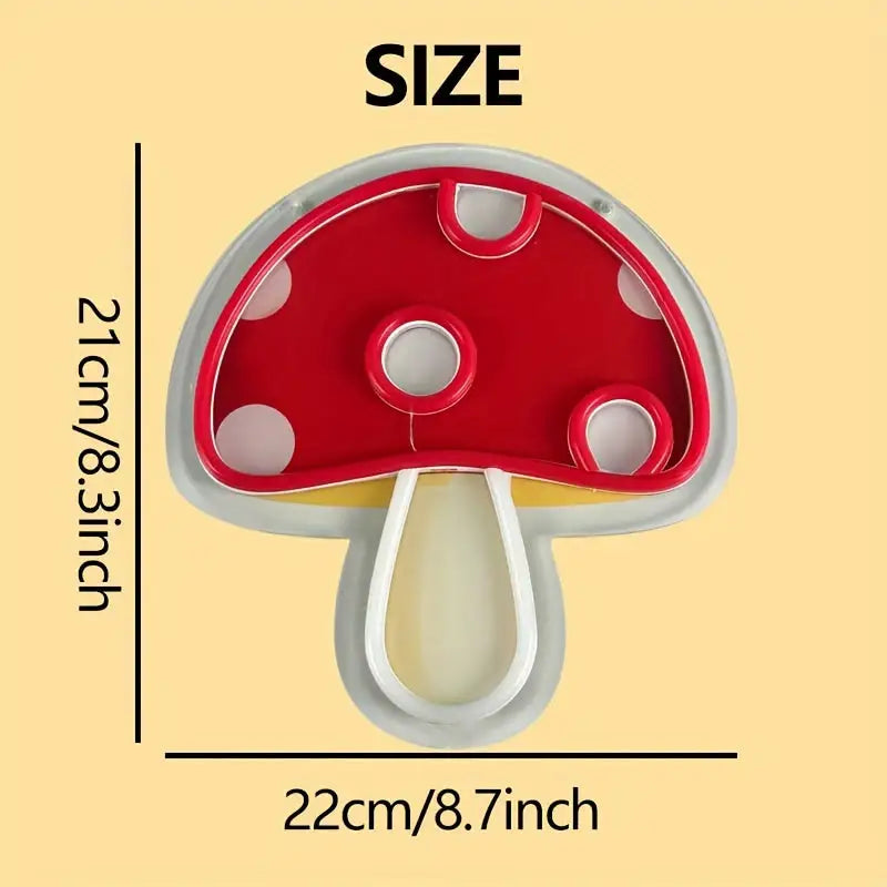 Large Mushroom Neon Sign - Vibrant UV Artistic Light with Adjustable Brightness USB Plug-In for Bedroom Bar & Party