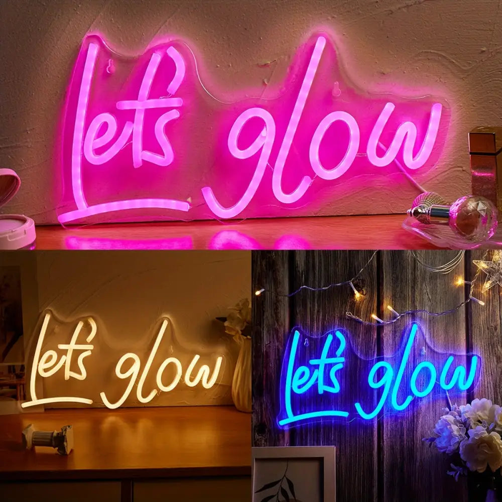 Let’s Glow LED Neon Letter Sign - USB Operated Wall Decor for Bedroom & Events Perfect Accent Light for Parties
