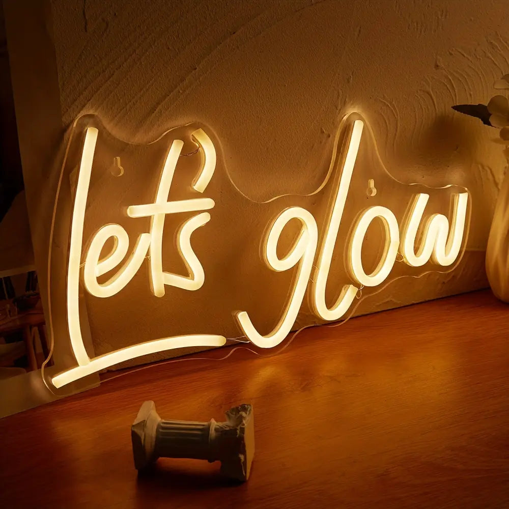 Let’s Glow LED Neon Letter Sign - USB Operated Wall Decor for Bedroom & Events Perfect Accent Light for Parties