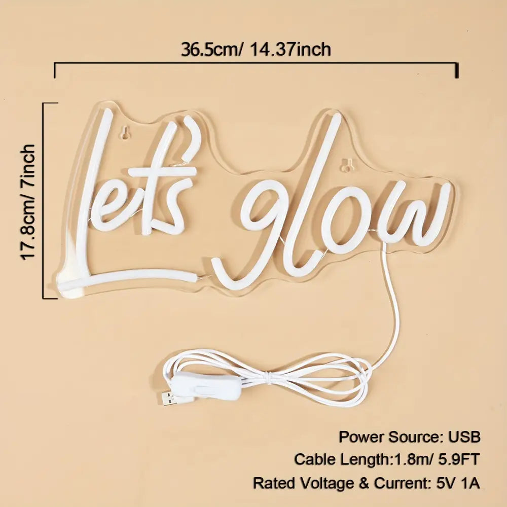 Let’s Glow LED Neon Letter Sign - USB Operated Wall Decor for Bedroom & Events Perfect Accent Light for Parties