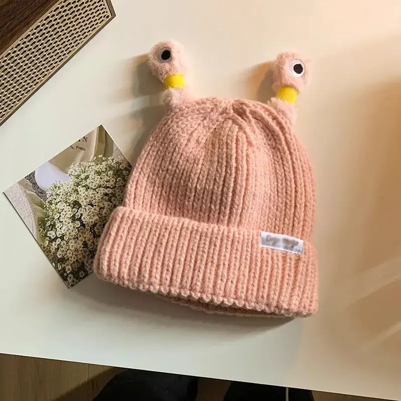 Light Up Hat Cute Frog Cartoon Funny Winter LED Cap Beanie For Women Trending - pink / 53-60cm - Beanie