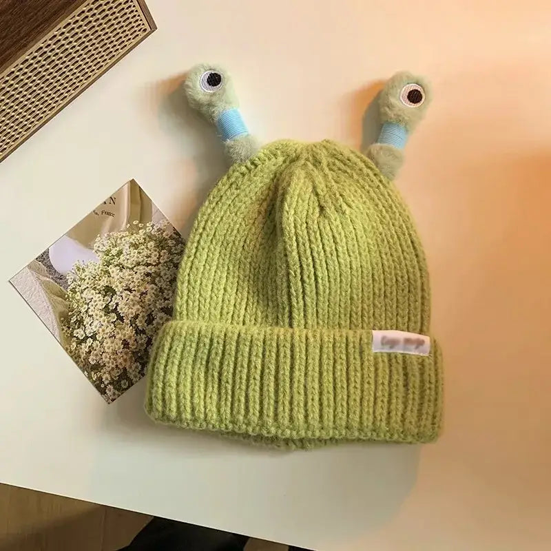 Light Up Hat Cute Frog Cartoon Funny Winter LED Cap Beanie For Women Trending - green / 53-60cm - Beanie