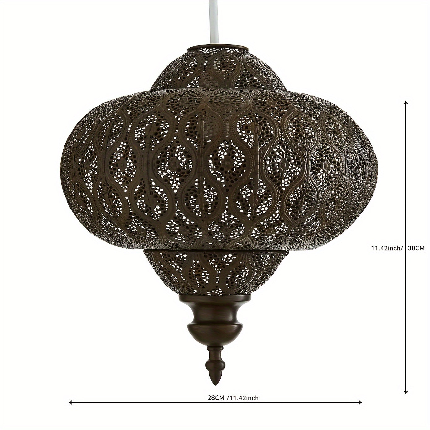 Lucena Fretwork Modern Drum Pendant Shade – Antique Bronze Finish Battery-Free Design - Bronze - Pendant Light