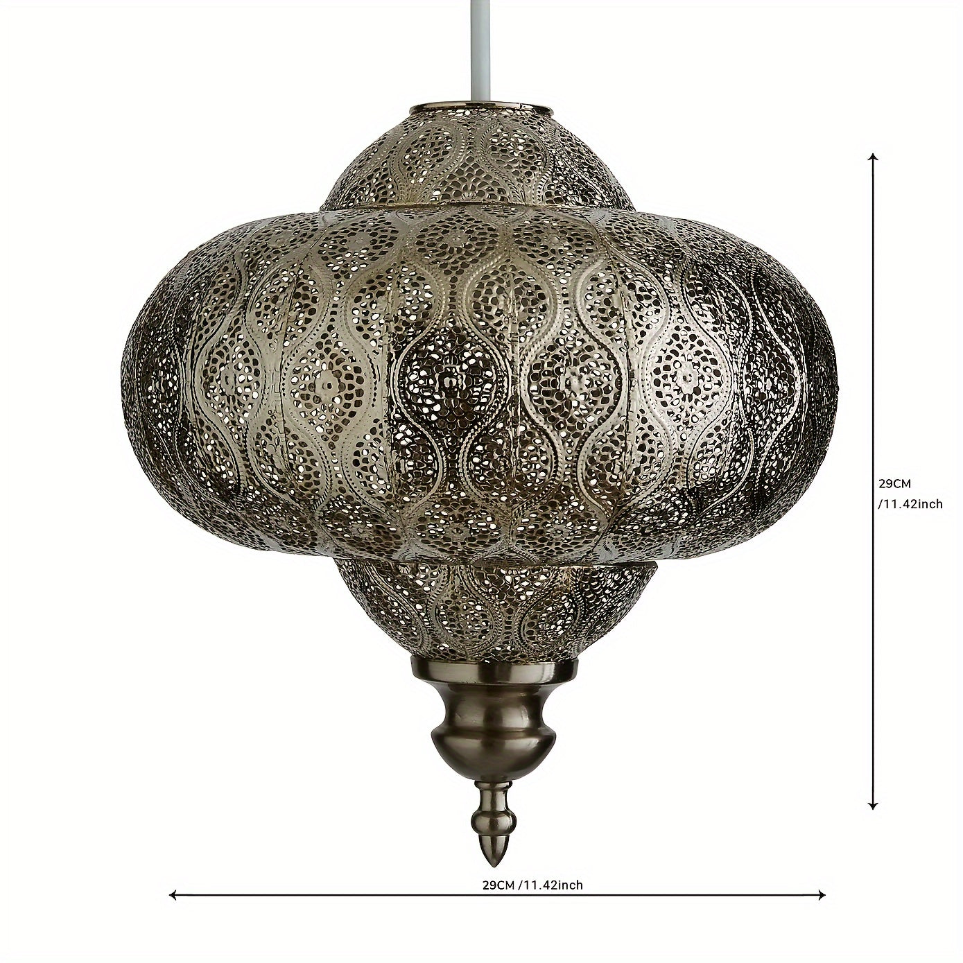 Lucena Fretwork Modern Drum Pendant Shade – Antique Bronze Finish Battery-Free Design - Silvery - Pendant Light