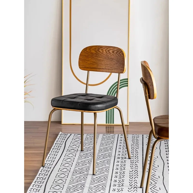 Modern Minimalist Nordic Dining Chair with Ins Backrest – Retro Cafe Office and Home Study Leisure Chair - Dining Chairs