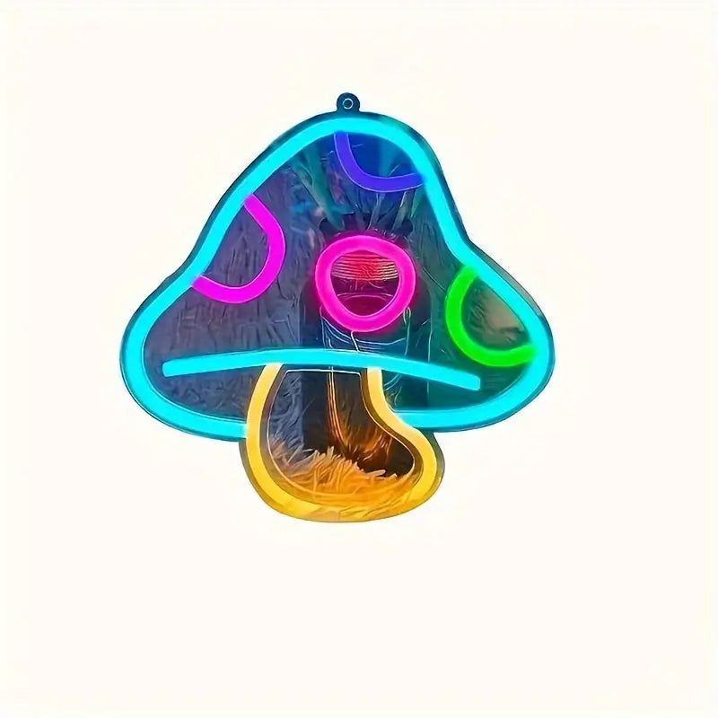 Mushroom Neon Sign Light - Cute Mushroom Night Light for Game Room & Bedroom Wall Decor Perfect Holiday Gift for Boys &