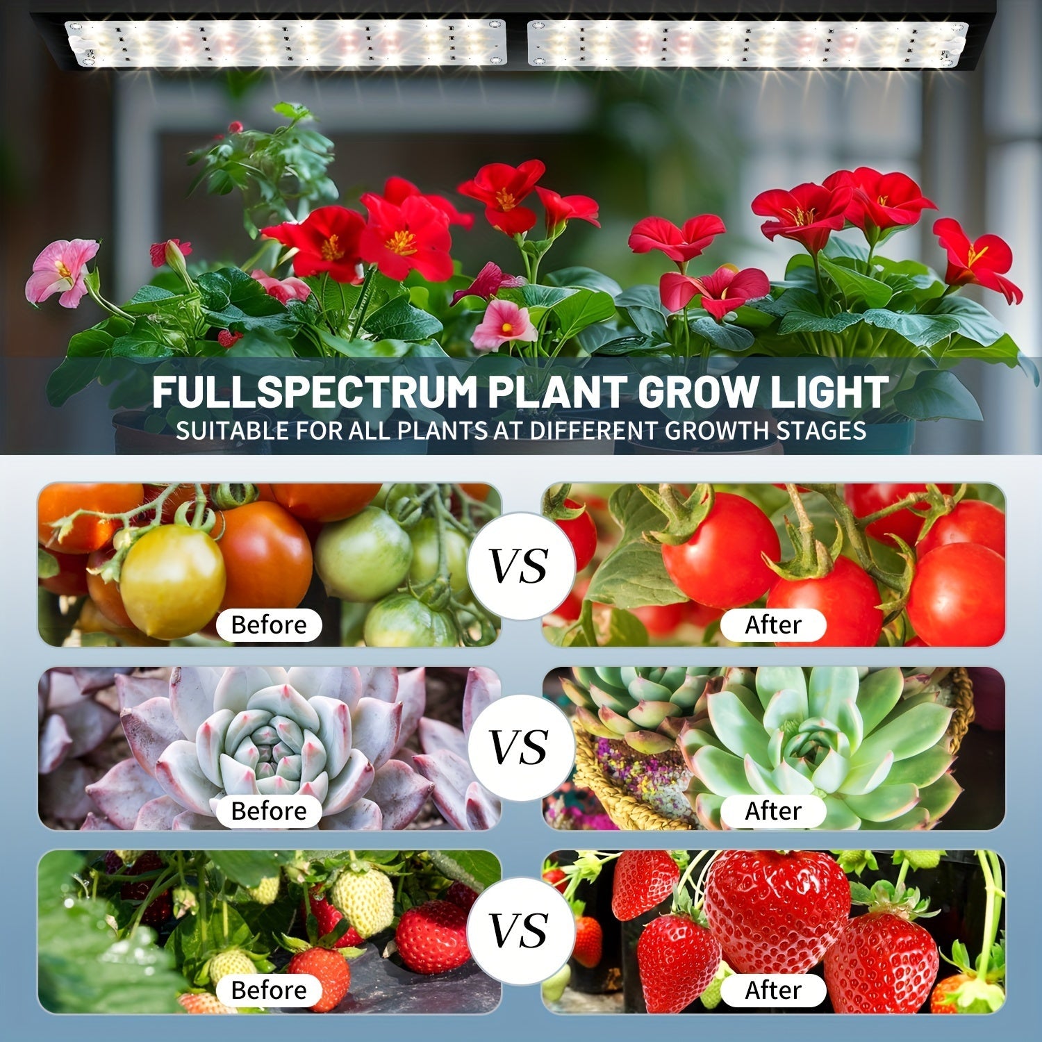 Plant Growth Light - 160 LEDs Dimmable Full Spectrum LED Light Strip with Timer for Houseplants | Ultra-Thin Design | 3