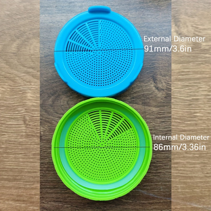 Plastic Sprouting Lids for 86mm Wide Mouth Mason Jars - 2pcs Sprouting Strainer Lids for Canning Jars - 2pcs - Seed