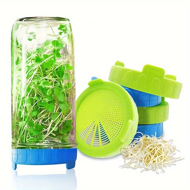 Plastic Sprouting Lids for 86mm Wide Mouth Mason Jars - 2pcs Sprouting Strainer Lids for Canning Jars - 2pcs - Seed