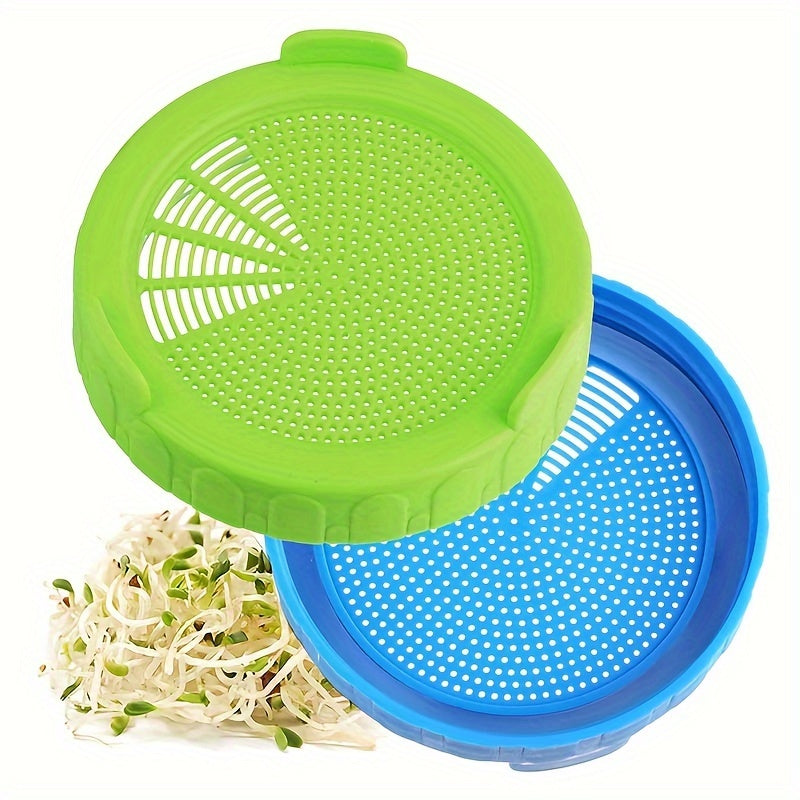 Plastic Sprouting Lids for 86mm Wide Mouth Mason Jars - 2pcs Sprouting Strainer Lids for Canning Jars - 2pcs - Seed