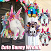 Easter Cute Burglar Bunny Butt Ears Wreath Home Shape Pink Daisy Flower Bee Carrot Decoration Suitable for Spring Home Outdoor Indoor Accessories Gift