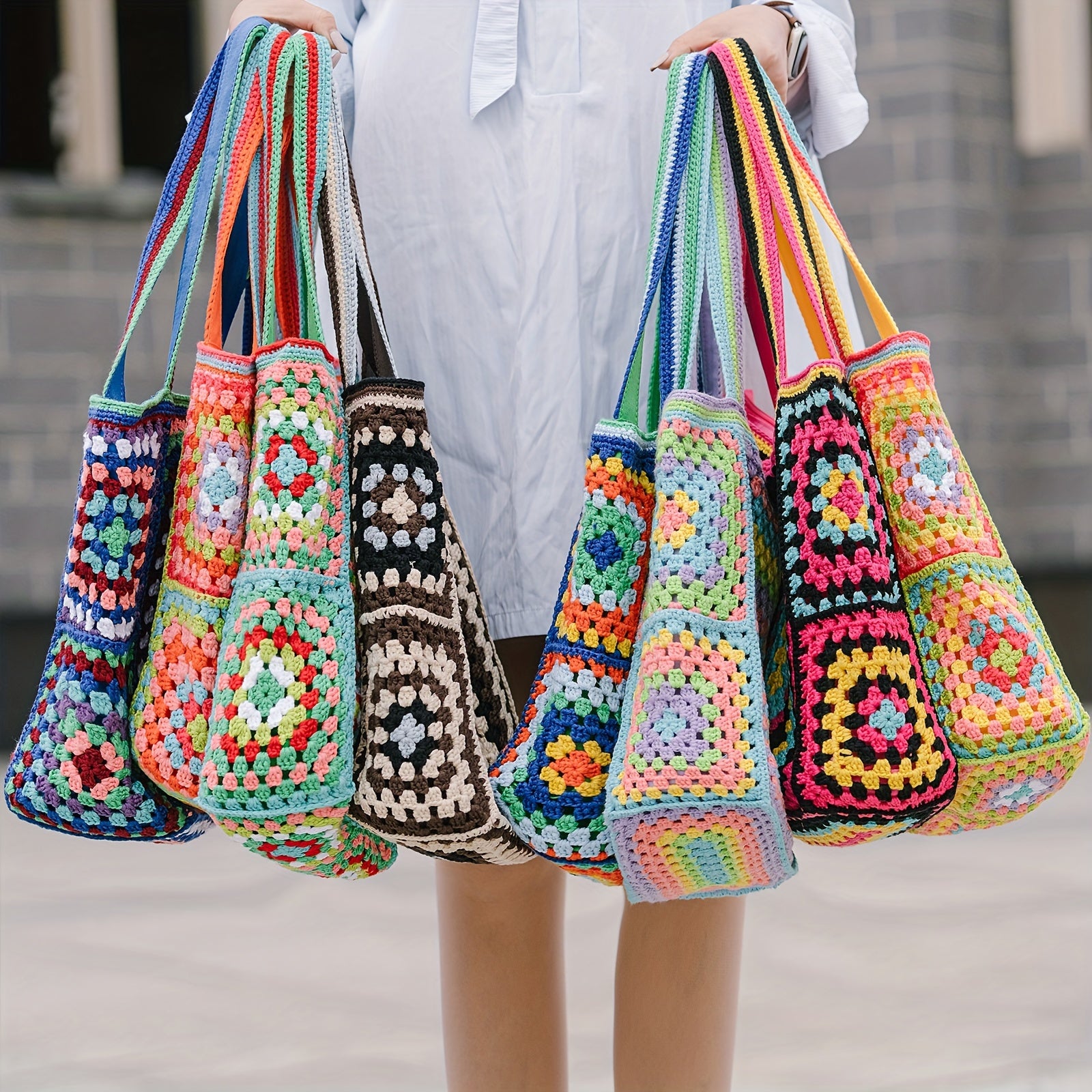 Bohemian Chic Crochet Tote Bag  Handcrafted  Stylish