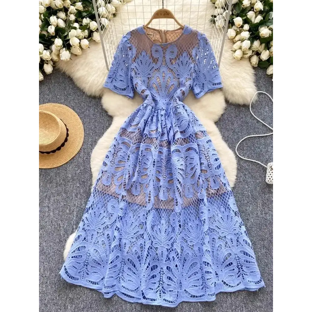 Quality Boho Embroidery White Lace Evening Wedding Dress Women Formal Occasions Short Sleeve Midi Vestidos Party Long