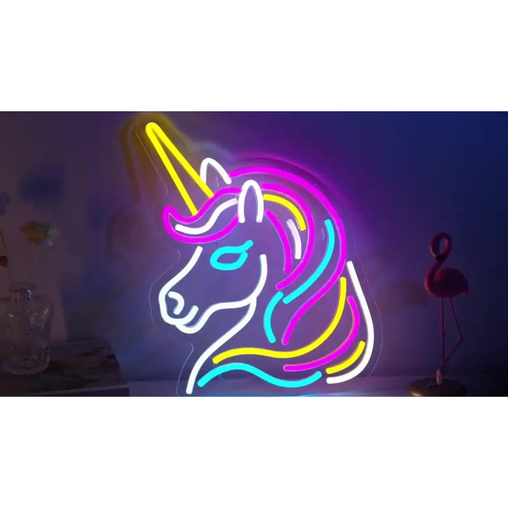 Rainbow Unicorn Horse Neon Sign - Dimmable Multicolored USB Powered Wall Decor with Switch Control for Bedroom Party &