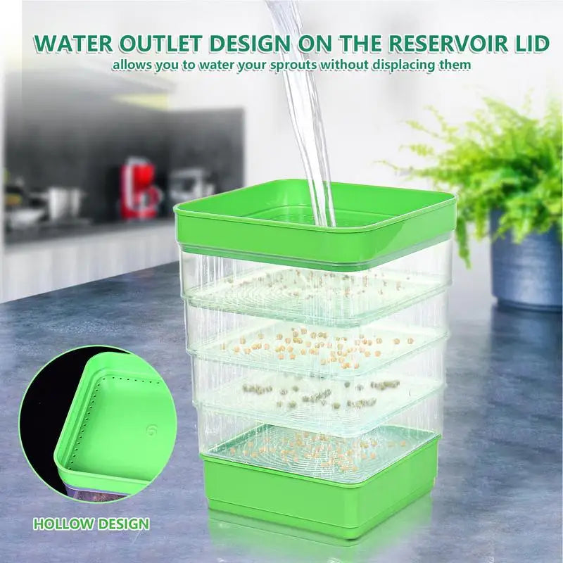 Seed Sprouter Tray with Cover – Perfect for Growing Vegetables Herbs and Plants - green - Seed Sprouting Tray