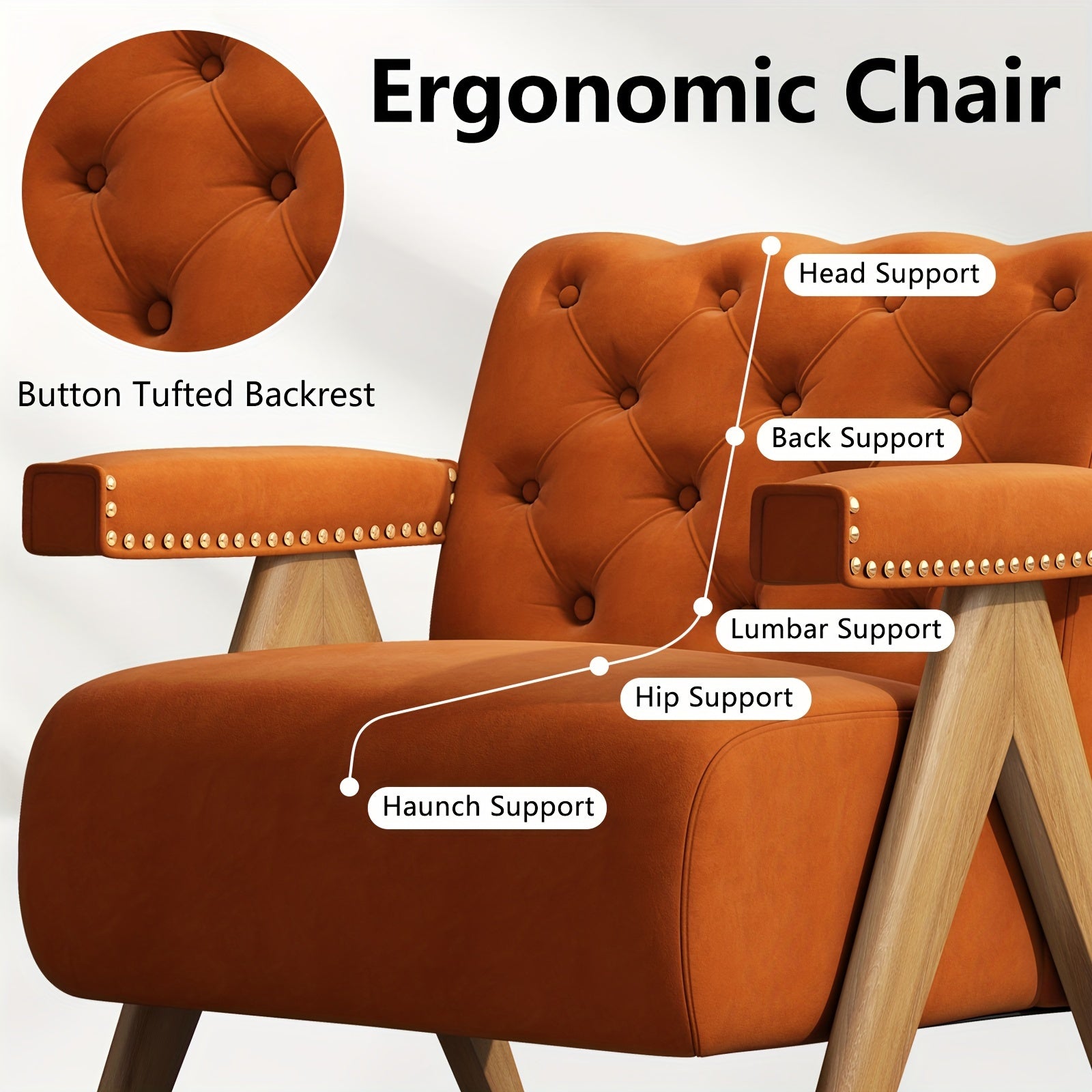 Set Of 2 Mid Century Modern Accent Chair Upholstered Living Room Chairs Armchair With Armrest Comfy Velvet Reading