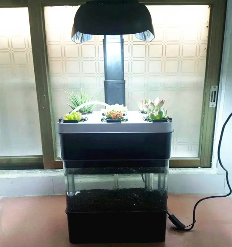 Smart Growing System Fish Tank – All-in-One Aquaponic Mini Farm with LED Grow Light - Aquaponics