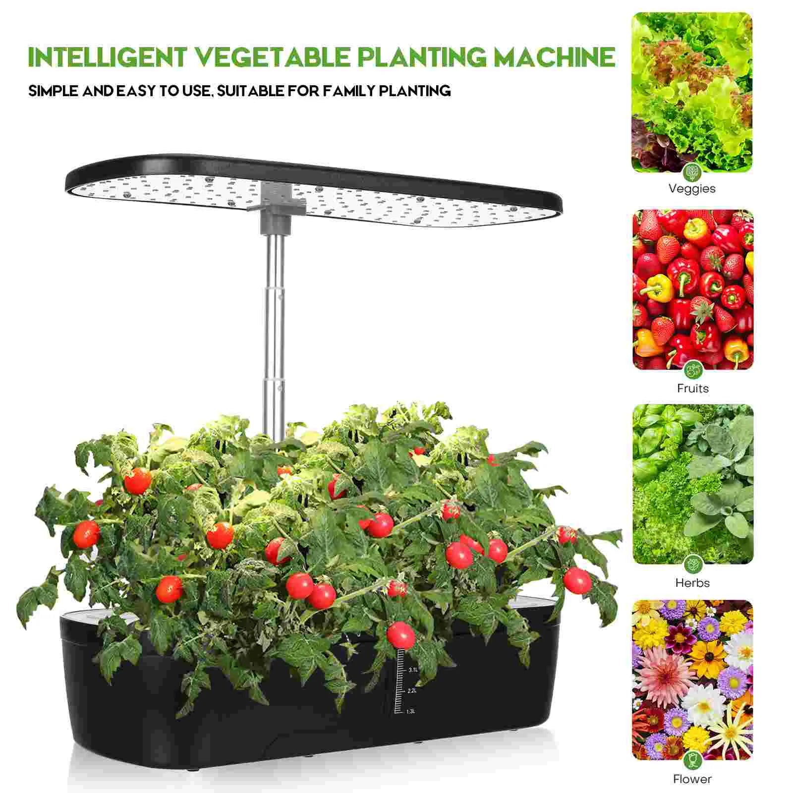 Smart Vegetable Planting Machine Growing Kit – Indoor Hydroponic System for Efficient Plant Growth - Black