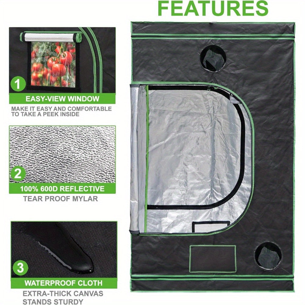 Spacious 4x4 Hydroponic Grow Tent Kit - 48’’x48’’x80’’ Indoor Greenhouse for Home Plant Farming & Mushroom Cultivation