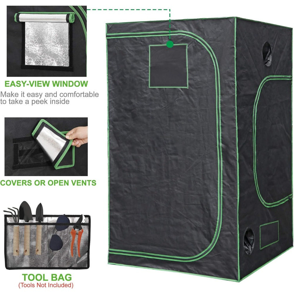 Spacious 4x4 Hydroponic Grow Tent Kit - 48’’x48’’x80’’ Indoor Greenhouse for Home Plant Farming & Mushroom Cultivation