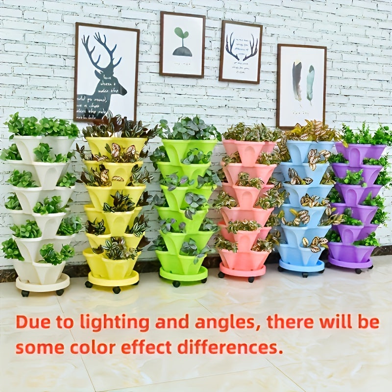 Stackable Vertical Garden Flower Pots Set – 16pcs 5-Layer System - Vertical Planters