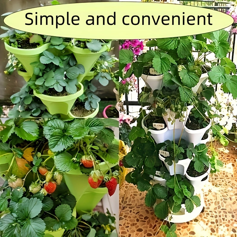 Stackable Vertical Garden Flower Pots Set – 16pcs 5-Layer System - Vertical Planters