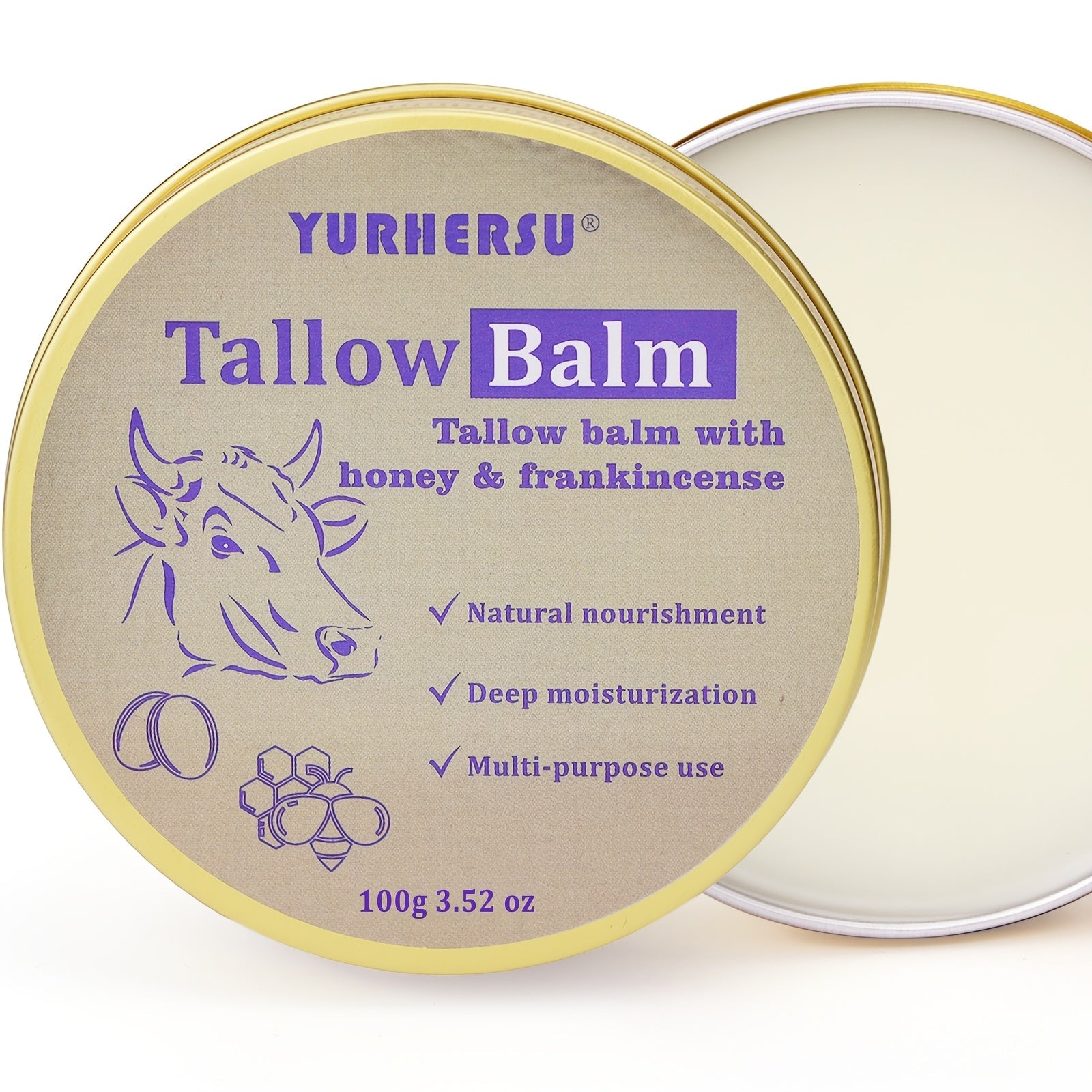 Tallow Balm 3.38 oz – All-Purpose Skin Care with Olive Oil & Vitamin E - Tallow Balm - Balm