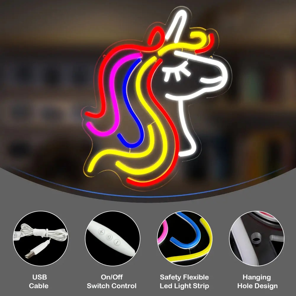 Unicorn Neon Wall Decoration - Perfect for Palm Beach Summer House Coffee Shop Bar Holiday Party Decor & Gifts