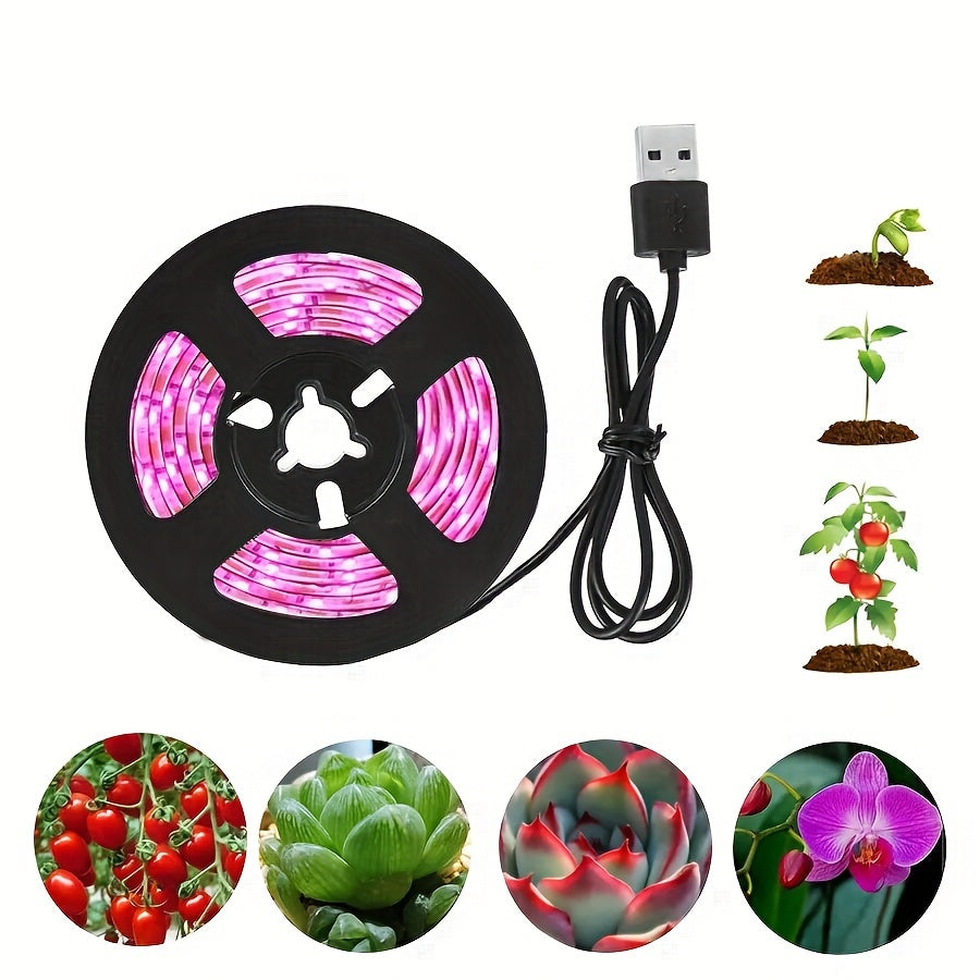 USB-Powered LED Grow Light Strip - Adjustable Length Easy Install for Hydroponic & Greenhouse Plants - 100cm/39.37inch