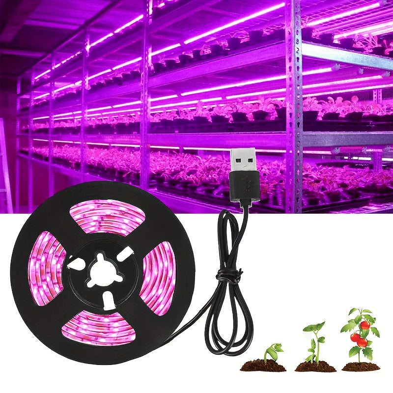 USB-Powered LED Grow Light Strip - Adjustable Length Easy Install for Hydroponic & Greenhouse Plants - LED Grow Light