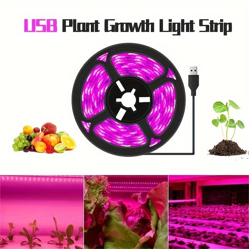 USB-Powered LED Grow Light Strip - Adjustable Length Easy Install for Hydroponic & Greenhouse Plants - LED Grow Light