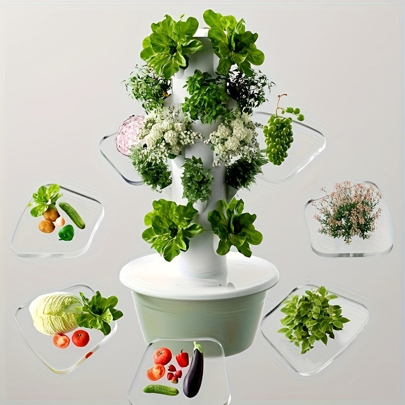 Versatile Multi-Layer Strawberry & Vegetable Grow Tower – Modern Hydroponic Indoor/Outdoor Planter (Water Pump