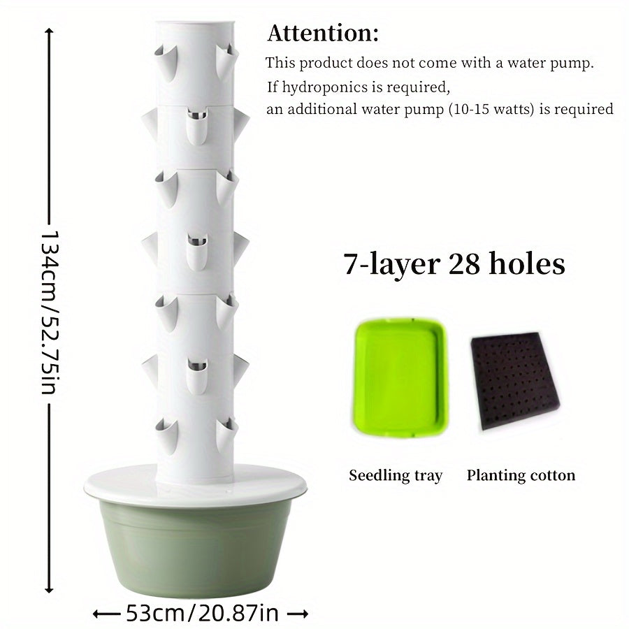 Versatile Multi-Layer Strawberry & Vegetable Grow Tower – Modern Hydroponic Indoor/Outdoor Planter (Water Pump
