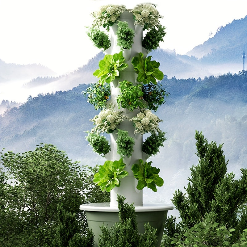 Versatile Multi-Layer Strawberry & Vegetable Grow Tower – Modern Hydroponic Indoor/Outdoor Planter (Water Pump