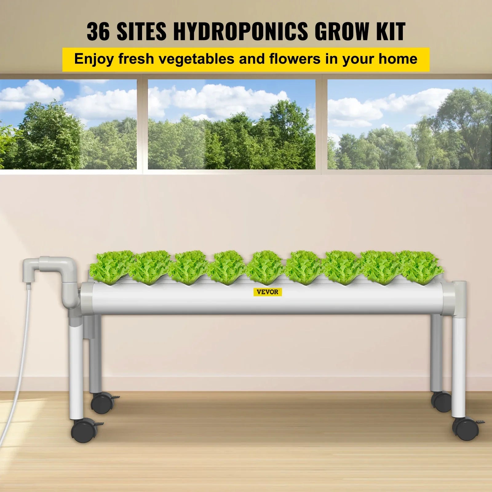 VEVOR Hydroponic Grow Kit Hydroponics System 36/54/72/90/108 Sites 1/2/3/4 Layers 4/6/8/10/12 Pipes Vegetables Lawn &
