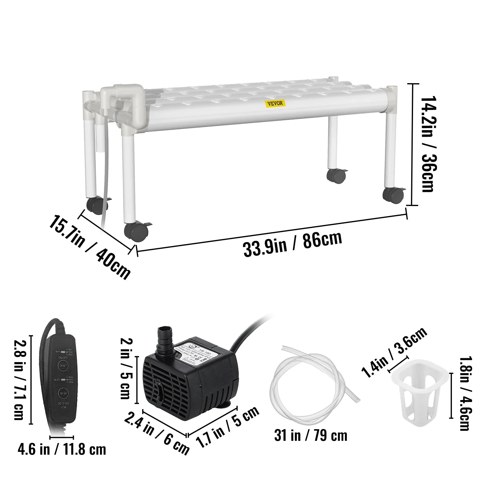 VEVOR Hydroponic Grow Kit Hydroponics System 36/54/72/90/108 Sites 1/2/3/4 Layers 4/6/8/10/12 Pipes Vegetables Lawn &