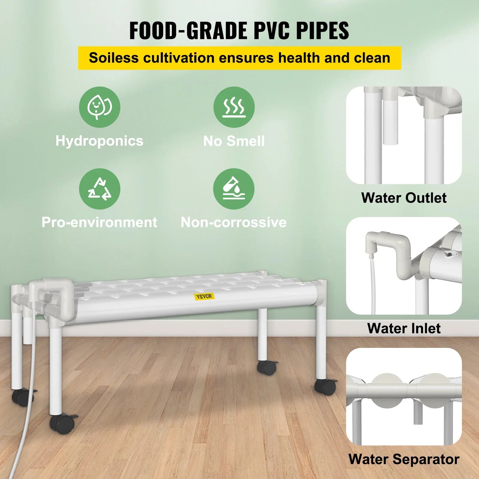 VEVOR Hydroponic Grow Kit Hydroponics System 36/54/72/90/108 Sites 1/2/3/4 Layers 4/6/8/10/12 Pipes Vegetables Lawn &