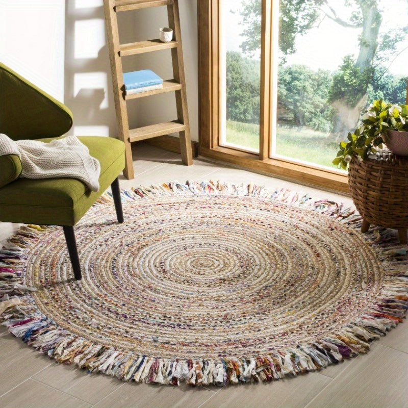 Victoria Braided Round Rug – 3’x3’ Hand Washable Boho Style Area Carpet for Entryway & Office - 3’x3’round