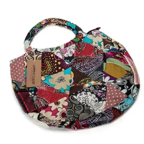 Vintage Floral Print Cotton Shoulder Bag - Large Capacity Bohemian Patchwork Tote Tribal Hobo Style - multicolor