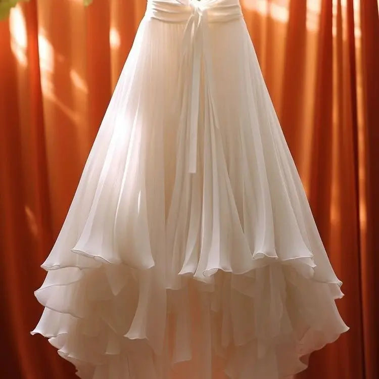 Vintage Tie Tailcoat Pleated Skirt - High Waist Bow Midi Maxi Skirt for Women Loose and Elegant Faldas Mujer Moda