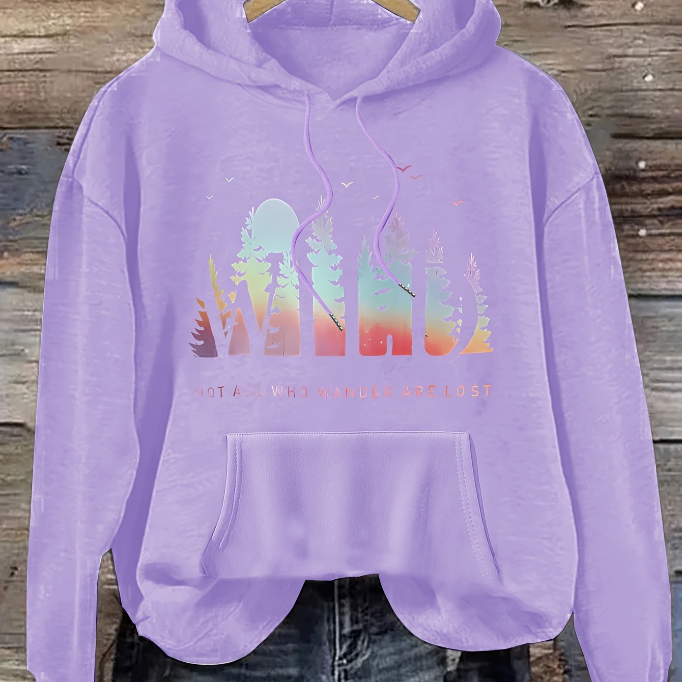 Women’s Casual ’Not All Who Wander Are Lost’ Hoodie - Violet / S - Pullover Hoodie