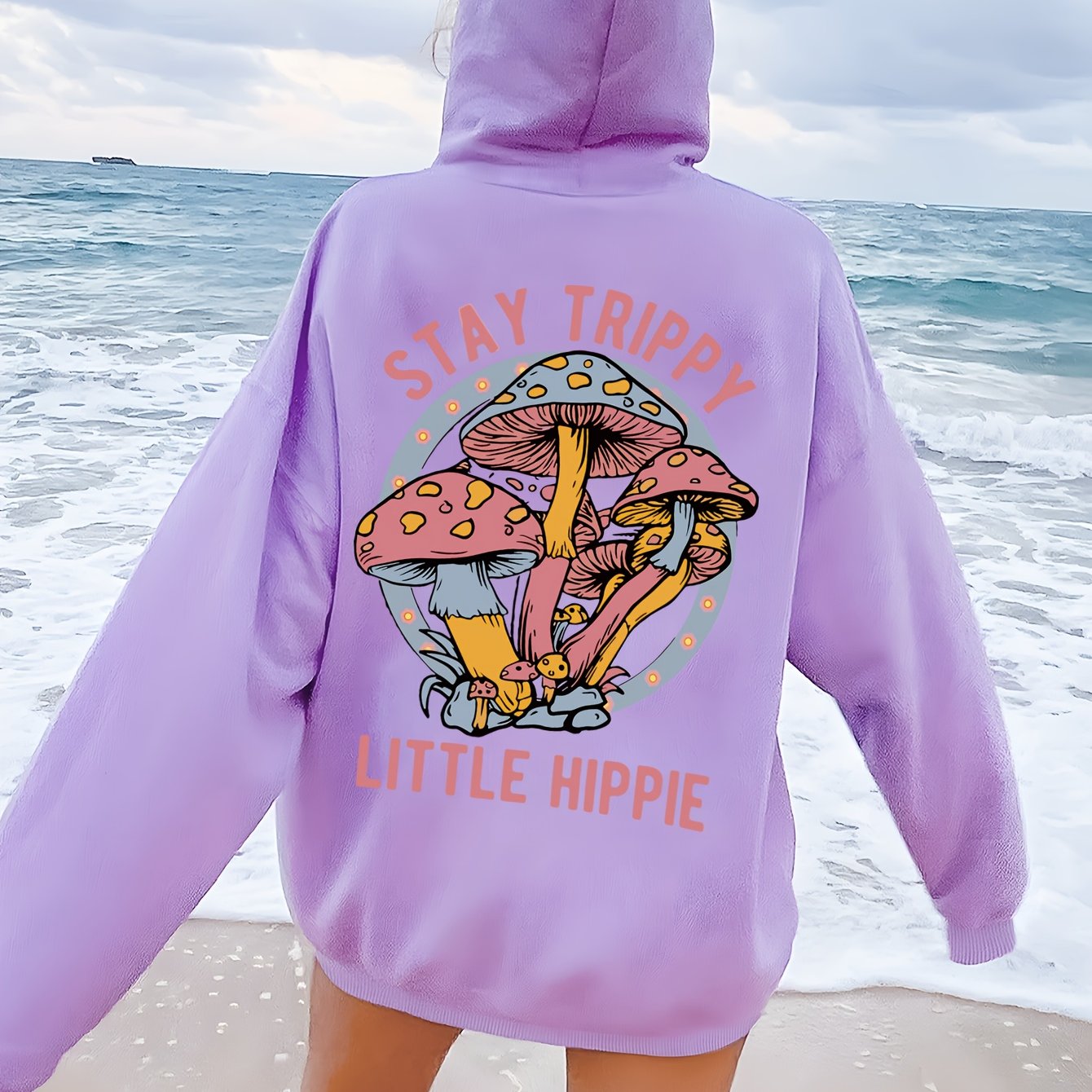 Women’s Casual Stay Trippy Hippy Hoodie - Cozy and Stylish - Purple / S - Pull Over Hoodie